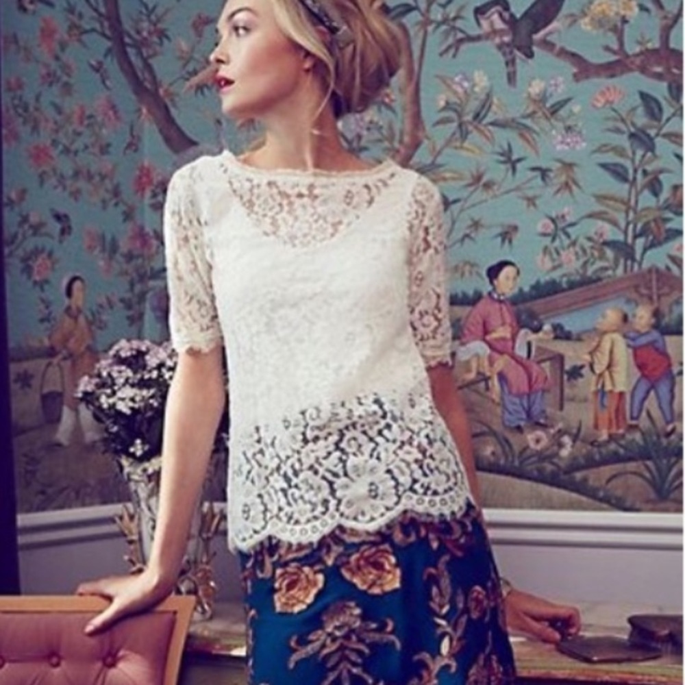 Anthropologie Vanessa Virginia Elysian Lace Top